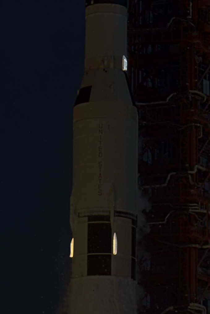 The Saturn V's S-IVB stage with its ullage rockets highlighted